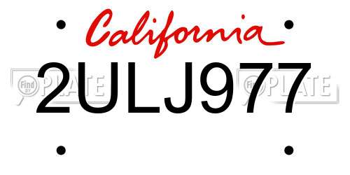 2ULJ977 California License Plate