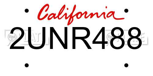 2UNR488 California License Plate