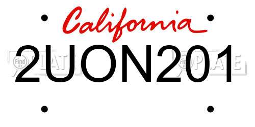 2UON201 California License Plate