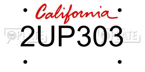2UP303 California License Plate