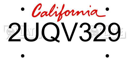 2UQV329 California License Plate
