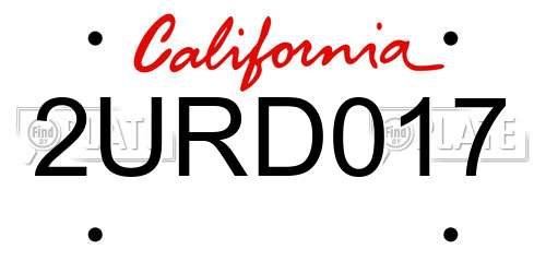 2URD017 California License Plate