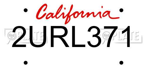 2URL371 California License Plate