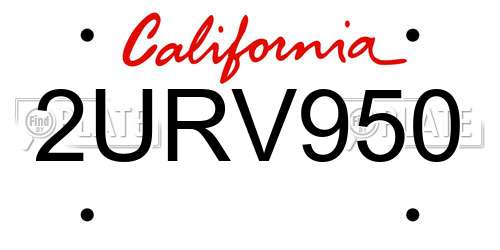 2URV950 California License Plate