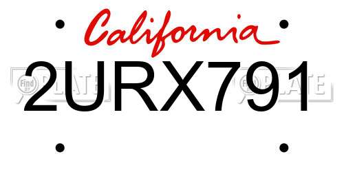 2URX791 California License Plate