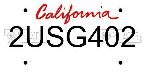 2USG402 California License Plate