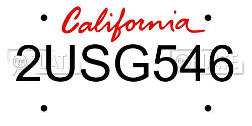 2USG546 California License Plate