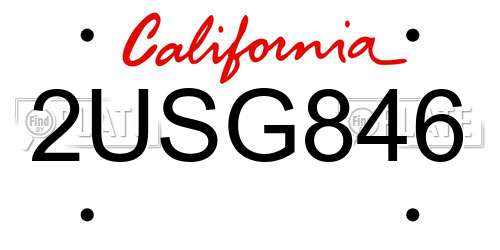 2USG846 California License Plate