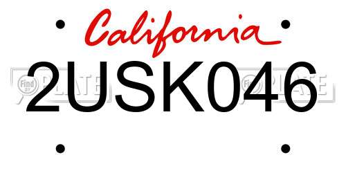 2USK046 California License Plate