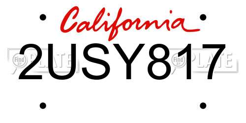2USY817 California License Plate