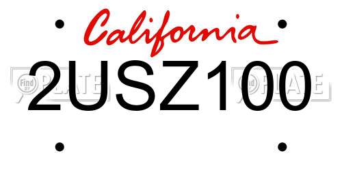 2USZ100 California License Plate