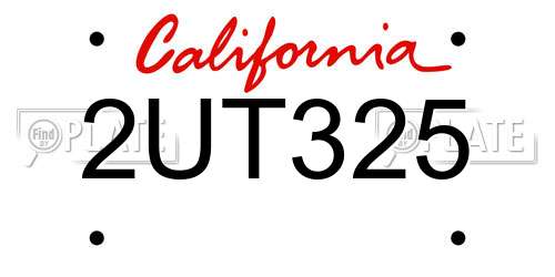 2UT325 California License Plate