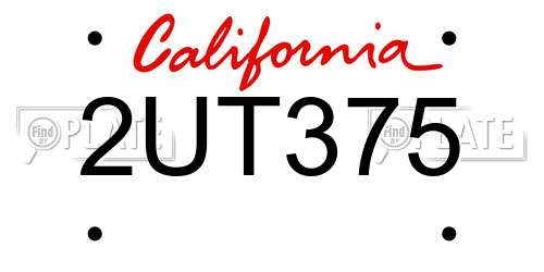 2UT375 California License Plate