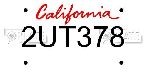 2UT378 California License Plate