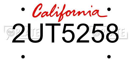 2UT5258 California License Plate