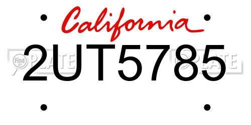 2UT5785 California License Plate