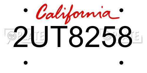2UT8258 California License Plate