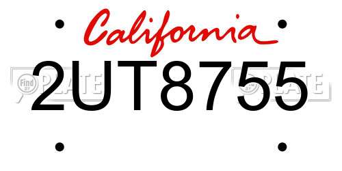 2UT8755 California License Plate