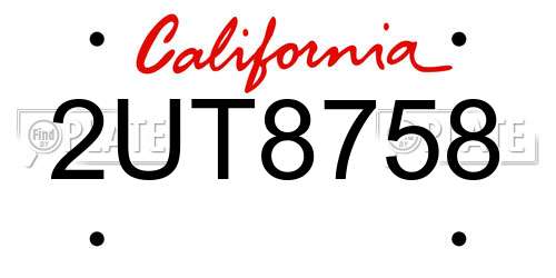 2UT8758 California License Plate