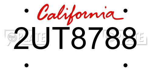 2UT8788 California License Plate