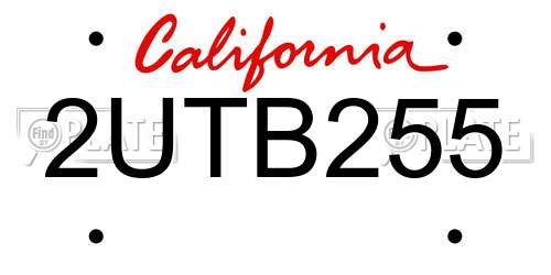 2UTB255 California License Plate