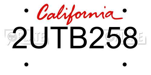 2UTB258 California License Plate
