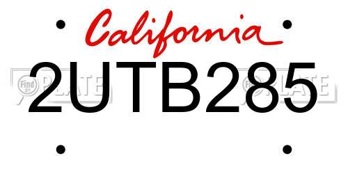 2UTB285 California License Plate