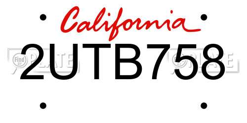 2UTB758 California License Plate