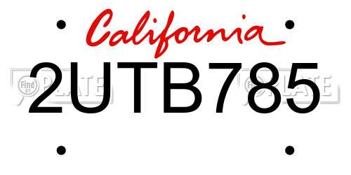 2UTB785 California License Plate