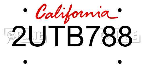2UTB788 California License Plate