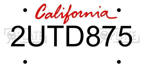 2UTD875 California License Plate