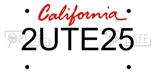 2UTE25 California License Plate