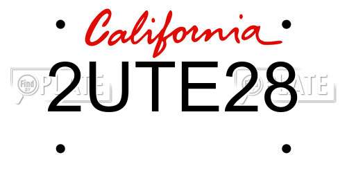 2UTE28 California License Plate