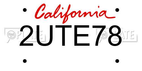 2UTE78 California License Plate