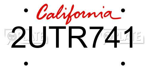 2UTR741 California License Plate