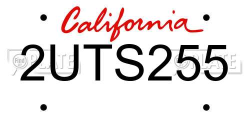 2UTS255 California License Plate