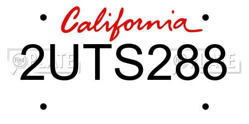 2UTS288 California License Plate