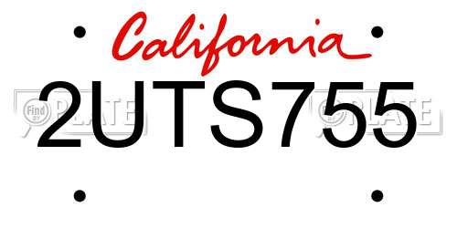 2UTS755 California License Plate