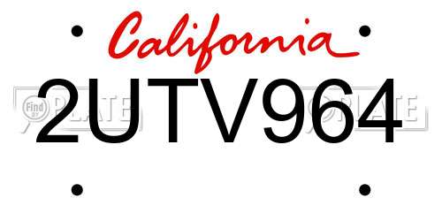 2UTV964 California License Plate
