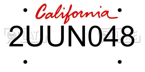 2UUN048 California License Plate