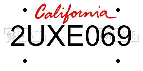2UXE069 California License Plate