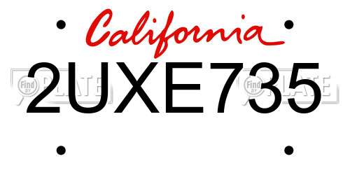 2UXE735 California License Plate