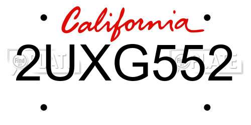 2UXG552 California License Plate