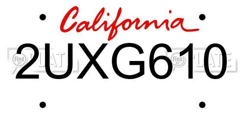 2UXG610 California License Plate