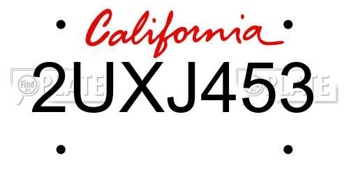 2UXJ453 California License Plate