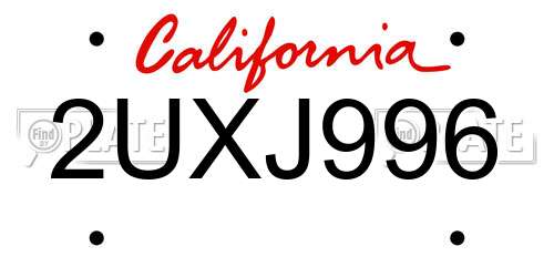 2UXJ996 California License Plate