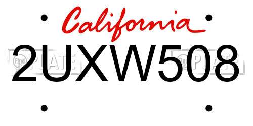 2UXW508 California License Plate