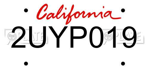 2UYP019 California License Plate