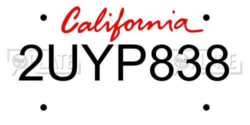2UYP838 California License Plate