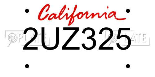 2UZ325 California License Plate